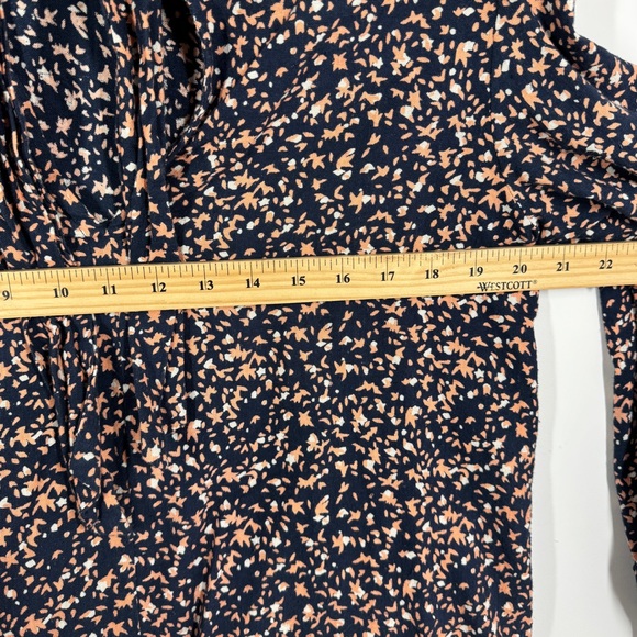 Anthropologie Mirth Navy Floral Cotton Long Sleeve Boho Blouse Top Size M - Picture 11 of 14